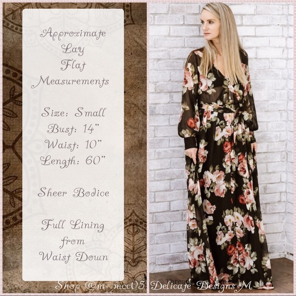 2/$80 HP🎉 Black Floral Chiffon Maxi Dress - Picture 5 of 10